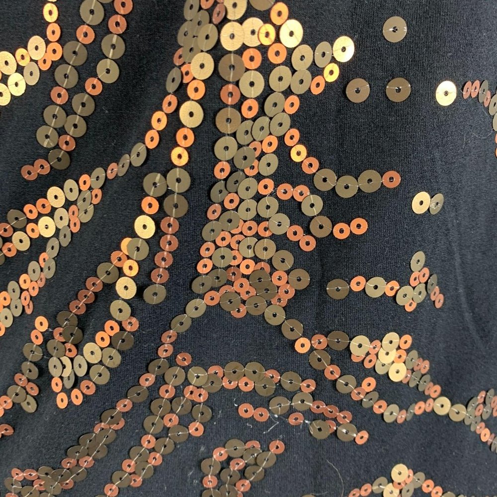 CAbi Cheri 152 Blouse Medium M Black Gold Sequins - Picture 4 of 5